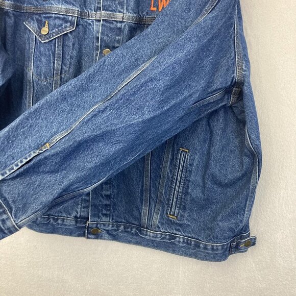 Vintage 90s Carhartt Denim Biker Jacket Mens 3XL Tall Hell On Wheels USA J12 DST - Picture 10 of 12